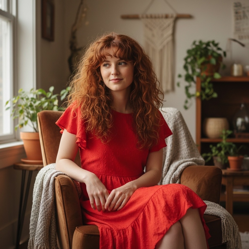 Valentina Naldi Italy Red Eyelet Flutter Sleeve Dress Size L